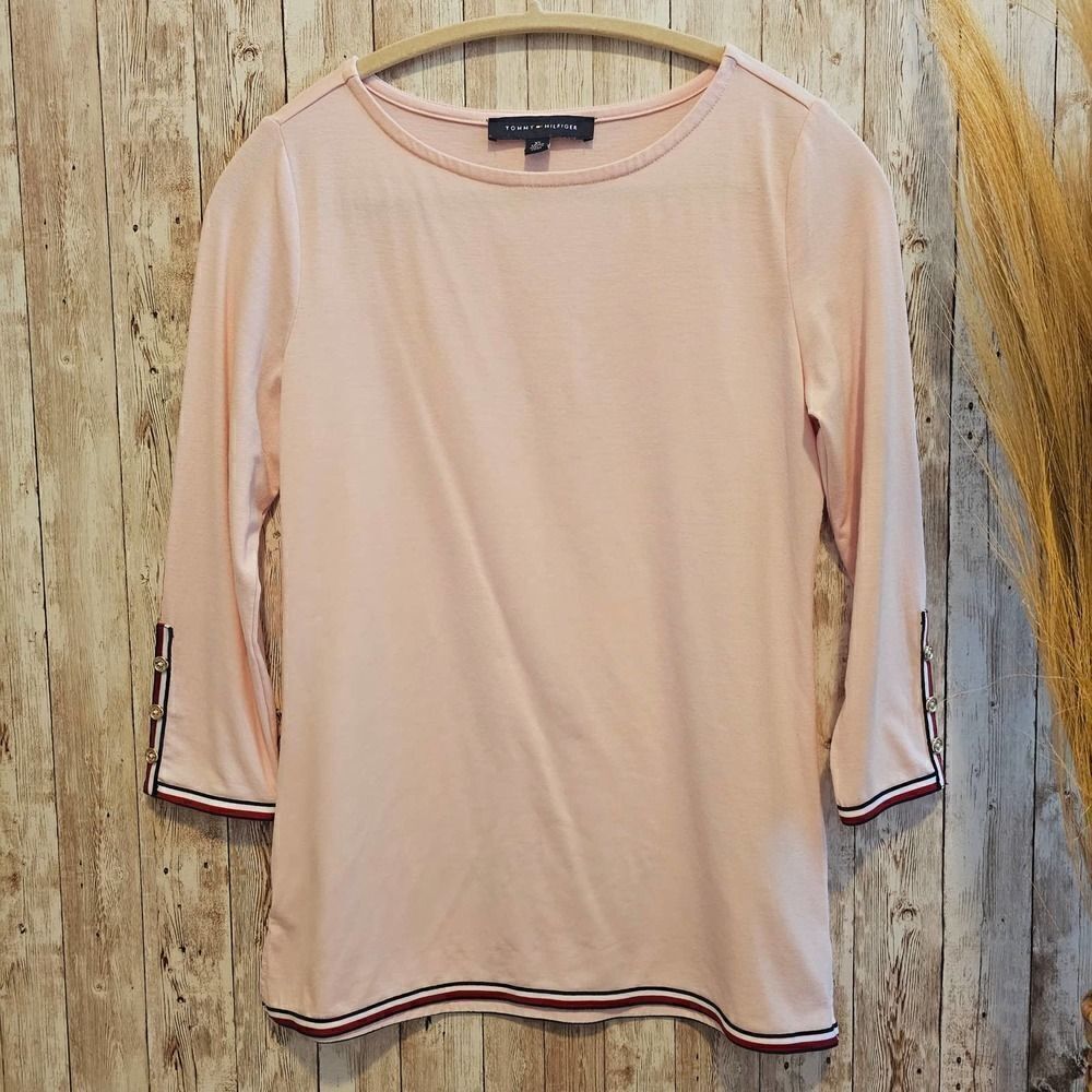 Tommy Hilfiger women's rose, light pink top XS - Picture 2 of 9
